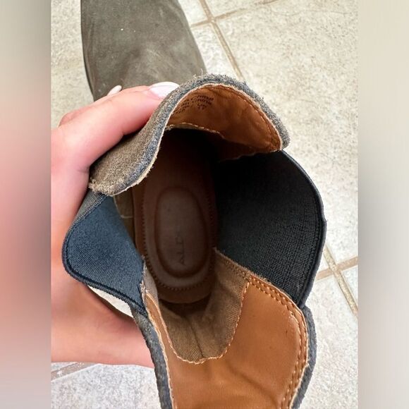 ALDO SIZE 12 khaki green Chelsea boot boots real genuine leather suede ankle - Picture 7 of 10